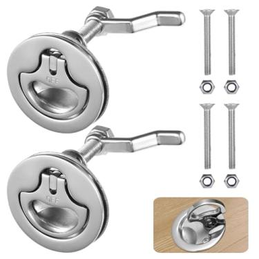 Imagem de LUMINFLY Conjunto de 2 peças de trava de câmera de barco de aço inoxidável, alças ajustáveis com fixadores de placa traseira e parafusos para escotilha marítima