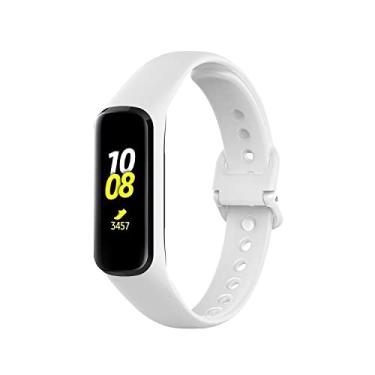 Imagem de PANDA BOBO Pulseiras de substituição compatíveis com Samsung Galaxy Fit2 SM-R220, pulseiras de silicone ajustáveis clássicas compatíveis com Samsung Galaxy Fit2 (branca)