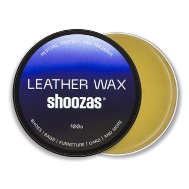 Imagem de Shoozas Cera de couro – restaura, protege, preserva produtos de couro, formulada com ingredientes naturais, segura para sapatos, bolsas, móveis, carros e muito mais, Azul, Leather Wax 100g