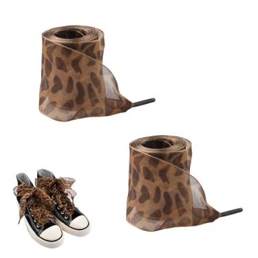 Imagem de Cadarços planos para tênis, botas, cadarços de fita de cetim para meninas, botas femininas, cadarços planos para tênis feminino, Estampa de leopardo marrom, Small