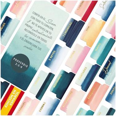 Imagem de Aquarela Espanhola Católica Tabs Rosa e Azul para Bíblia Sagrada - Materiais de Estudo da Bíblia para Biblia Católica En Español, Estudo da Bíblia com Guias Bíblicos - Guias da Bíblia para Mulheres e