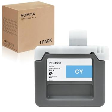 Imagem de Aomya Cartucho de tinta 330ML PFI-1300 CY compatível com Canon PFI-1300 Tanque de tinta pigmento para impressora imagePROGRAF PRO-2000 PRO-2100 PRO-4000S PRO-4100 PRO-6000S PRO-6100 (ciano