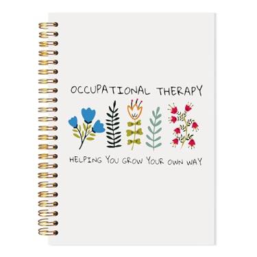 Imagem de LADOCK Caderno de terapia ocupacional, caderno de diário de terapia para conselheiros de terapeutas, presentes de terapia ocupacional da fala, caderno espiral floral de saúde mental, material de