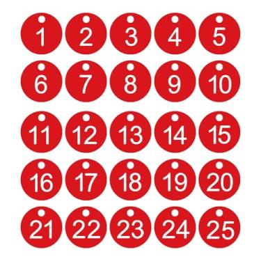 Imagem de PATIKIL 1-25 etiquetas numéricas, 25 peças, etiquetas redondas com número de identificação, chaveiro numerado de plástico para armários de bagagem, organizador de cabides de vendas de campo, etiquetas