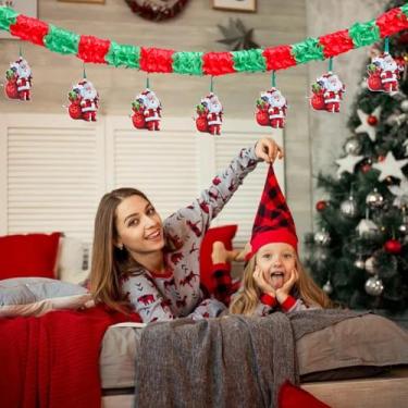 Imagem de Faixa de Papai Noel para decoração de guirlanda de Natal em casa com estampa de desenho animado para decoração de festa e festival, bola de favo de mel de Natal, decoração de bandeira