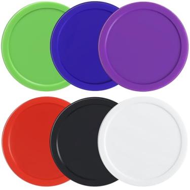 Imagem de Discos de hóquei de ar de 8,5 cm, pacote com 6, discos de substituição pesados, tamanho completo, para mesas de jogos, acessórios de equipamentos (vermelho, verde, azul, preto, branco, roxo)