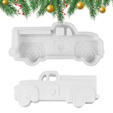 Imagem de Shakven Molde de silicone de caminhão para resina, molde de resina de caminhão | Molde de enfeite de mesa,Moldes de gesso para decoração de mesa de silicone, molde de concreto de natal, molde