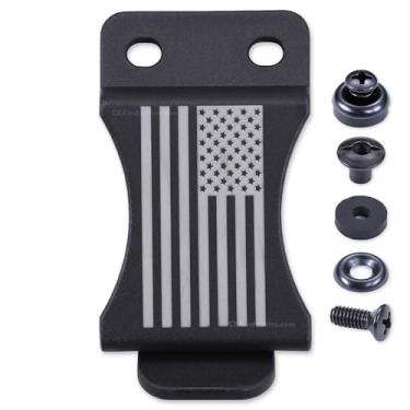 Imagem de Clipe de cinto HolsterSmith KYDEX para coldres e bainhas – (design FOMI - com gravação da bandeira dos EUA) - (serve para cintos de 3,8 cm) - (dentro da cintura/IWB) - (feito nos EUA) - (com ferragens