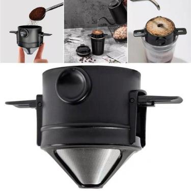 Imagem de Mini Coador De Café Filtro Inox Xícara Pequeno Portátil - Individual