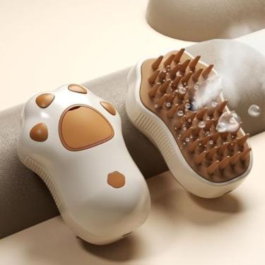 Imagem de Escova a Vapor 3 em 1 Para Gatos Com Design em Forma de Pata de Gato, Pente EléTrico de Massagem(cafe,1 unidade)