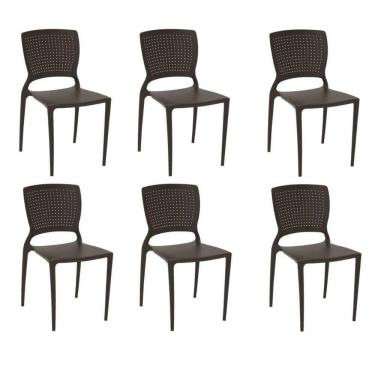 Imagem de Kit 6 Cadeiras Safira Marrom Tramontina 92048/109