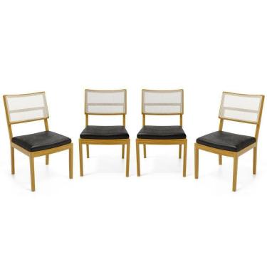 Imagem de Kit Com 4 Cadeiras Milena Madeira Maciça Assentos Estofados Encostos De Tela Sintética Courino Preto 503