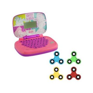 Imagem de Kit Laptop Infantil Educativo Candide Barbie Bilíngue + 1 Fidget Spinner Sortido