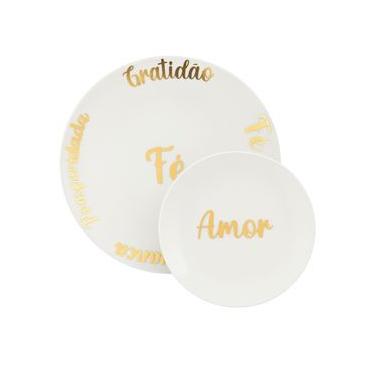 Imagem de Jogo De Pratos Para Bolo Palavras 5 Peças - Ce Porcelanas