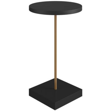 Imagem de Mesa Lateral Redonda 60cm Estrutura Dourada - Preto