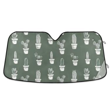 Imagem de SEHANY Pára-brisa de carro cacto planta verde para-sol dobrável janela frontal protetor de viseira solar para carro, SUV, caminhão - Mantenha o veículo fresco, 137 x 81,5 polegadas