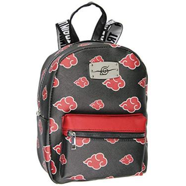 Imagem de Naruto Akatsuki Sasuke Mochila Mini de Couro Saffiano Sintético Antifolhas Nuvem Vermelha