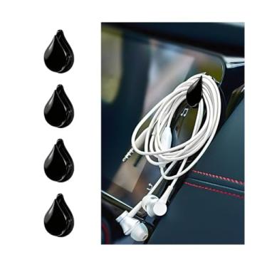 Imagem de Sandfren Mini gancho de carro, organizador de cabide de painel de painel de veículo multifuncional 4 peças, adesivos de gancho interior automotivo para fone de ouvido com cabo de carregamento de chave
