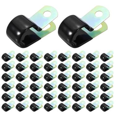 Imagem de HARFINGTON 50 braçadeiras revestidas de vinil 18 mm (11/40.6 cm) grampo de tubo mergulhado de vinil clipe de alça para instalação doméstica industrial automotiva fio de tubulação