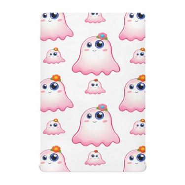 Imagem de Wassud Lençóis de berço respiráveis de Halloween Boo e Flor, 68 x 99 cm, lençol de bebê neutro para meninos e meninas (serve para berço padrão e embalagem e brincadeira)