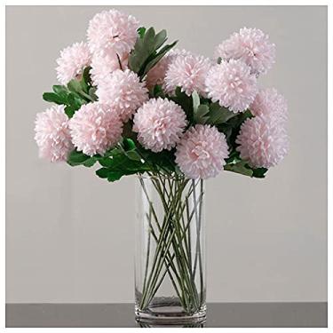 Imagem de YYBOES Flores artificiais flores artificiais interior hortênsia decoração de flores falsas sala de estar quarto ornamentos tênis crisântemo seda flor arranjo casamento flores artificiais