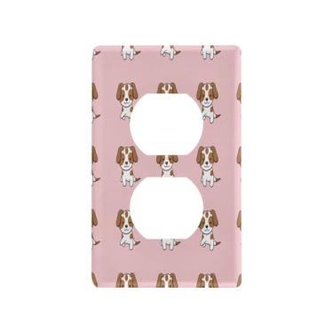 Imagem de Wassud Placa de cobertura de interruptor de luz para cães marrons fofos capas de tomada decorativa placa de parede para tomadas elétricas duplex 4,53 x 2,76 polegadas