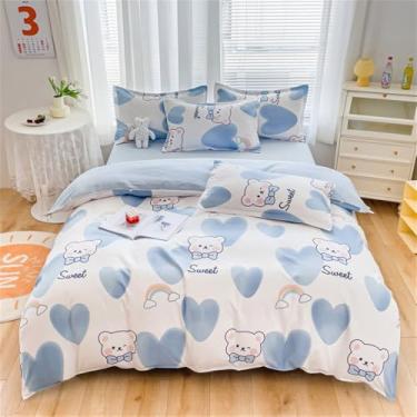 Imagem de XLCZMYL Jogo de cama estilo conjunto de cama de quatro peças cor gradiente conjunto de capa de edredom solteiro casal casal queen king super king, Happy time, capa de colcha individual 200 * 230 cm
