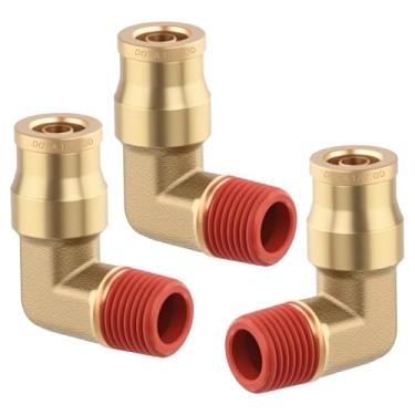 Imagem de HASAOMOI 3 peças de latão para conexão rápida, cotovelo de união de 90 graus, aprovado pelo DOT, tubo de 1/10.2 cm OD x rosca NPT de 1/20.3 cm, adaptador de linha de freio a ar, kit de suspensão a ar