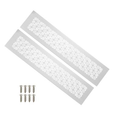 Imagem de PATIKIL Capa de ventilação de porta de 61 x 7 cm, capa de ventilação de grade de alumínio resistente com parafusos de montagem para porta de guarda-roupa de armário, cinza claro