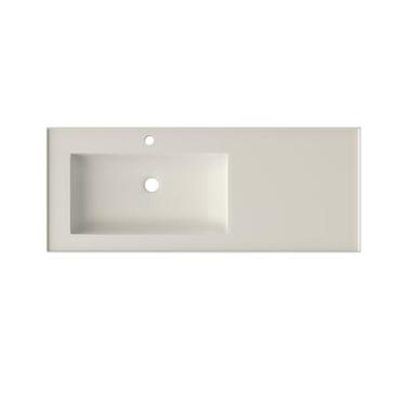 Imagem de HIGEINE Pias de banheiro premium para montagem na parede - pia de vaso de vaidade de superfície sólida de resina de pedra branca fosca, design contemporâneo pendurado na parede ou bancada, bacia