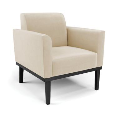 Imagem de Poltrona Base De Madeira Fixa Preto Marisa Suede Bege D03 - D'Rossi