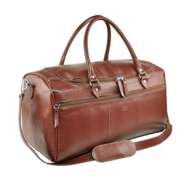 Imagem de Bolsa de Viagem NESS em Couro Galvani, Marrom pinhão