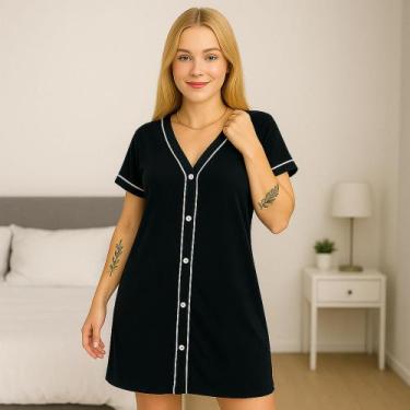 Imagem de Camisola Amamentação Americana Pós Cirúrgica com Botões - c8 ELIANA, P