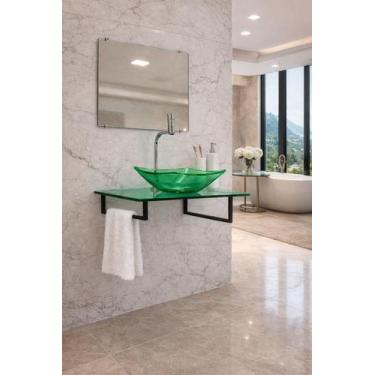 Imagem de Kit de Gabinete De Vidro Moderno Luxuoso Para Lavabo E Banheiro Pequen