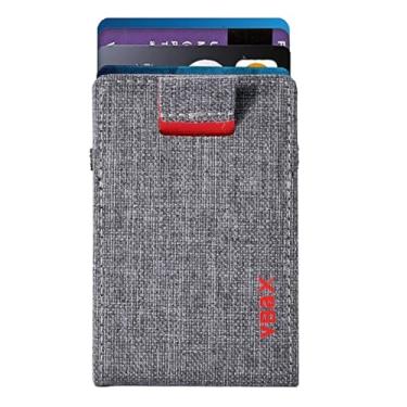 Imagem de Carteira masculina fina minimalista – porta-cartões de crédito com bolso frontal RFID para homens e mulheres, Grey Canvas, One Size