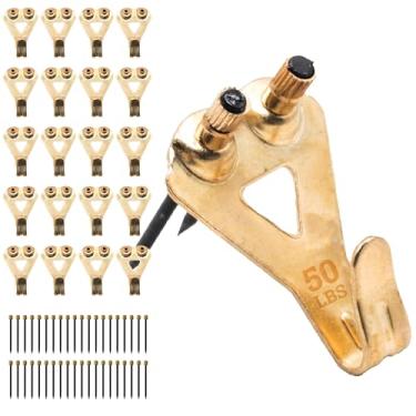 Imagem de Cabides pesados para imagens de 22,7 kg - Pacote com 100 - Suportes para fotos para paredes de gesso - Ganchos para pendurar com imagem profissional