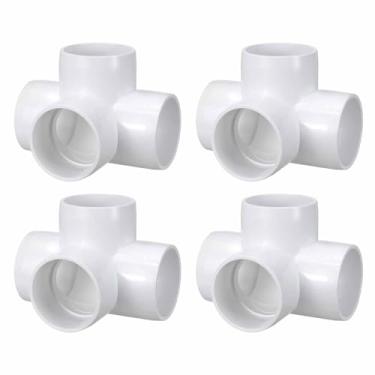 Imagem de DTGN 4 peças de encaixe de PVC de cotovelo de 3,8 cm, encaixe de tubo de PVC de grau cruzado de 4 vias SCH40, conector de cotovelo de canto DIY para móveis de construção, conexão de estrutura de