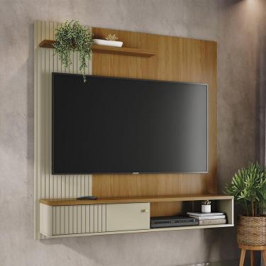 Imagem de Painel Tv 65 Pol 161cm Bancada Suspensa Para Sala Dorema Cumaru-opala M20 - D'rossi