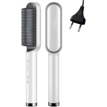 Imagem de Escova Alisadora Anion Hair 3 em 1, Alisa Seca e Hidrata Cabelos, Para Todos Os Tipos De Fios, Branco, 110/220V