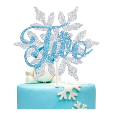 Imagem de Snowflake Two Cake Topper, Winter 2nd Birthday Cake Decor, Our Little Snowflake is Turning Two, Winter Frozen Christmas Holiday Baby’s 2nd Birthday Baby Shower Party Decorations Supplies