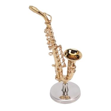 Imagem de RiToEasysports Ornamento de Saxofone, Modelo de Saxofone Tenor de Latão Banhado a Ouro 8.5cm, Réplica de Instrumento para Decoração de Sala de Estante