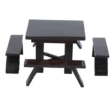 Imagem de Cryfokt Conjunto de Mesa de Jantar de Madeira para Casa de Bonecas 1:12 Móveis Em Miniatura Elegantes para Decoração de Casa de Boneca, Material de Madeira Preta para Meninas de 3 Anos ou Mais, Mini