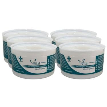 Imagem de Fita Microporosa Hipoalérgica Branca 2,5 cm x 10 m - Kit com 06 Unidades
