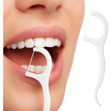 Imagem de Fio Dental com Haste 2 em 1 Kit com 100 Unidades Portáteis para Limpeza Bucal Profunda Antideslizantes e Higiênicas Ideal para Viagens e Uso Diário Premium