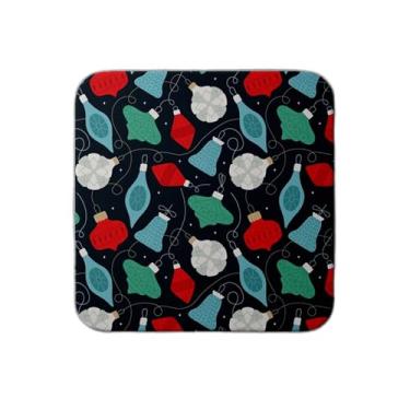 Imagem de Ladrilho Decorativo de Cerâmica Natalino com Estampa e Enfeites Vintage