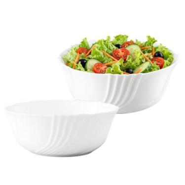 Imagem de Kit 2 Tigela Bowl De Vidro Redonda Sobremesa Branco Opaline 2,1L - CLI