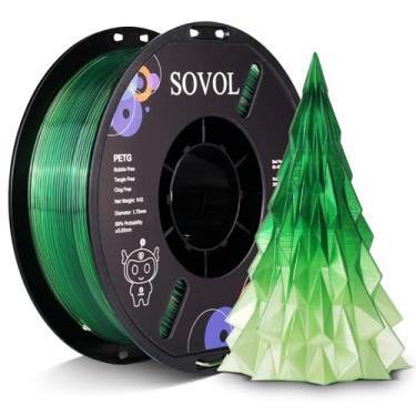 Imagem de Sovol Filamento PETG para impressora 3D 1,75 mm, material de filamentos multicoloridos gradiente, 1 kg (2,2 lbs), precisão dimensional +/- 0,03 mm, serve para a maioria das impressoras FDM, verde