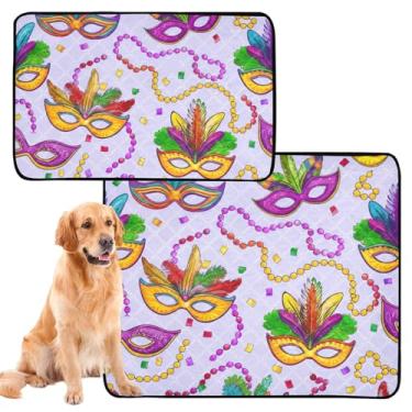 Imagem de Almofadas de xixi laváveis para animais de estimação, reutilizável para animais de estimação, máscaras coloridas, roxo, chique, tapete de parto, absorvente à prova d'água, tapete de cercadinho para