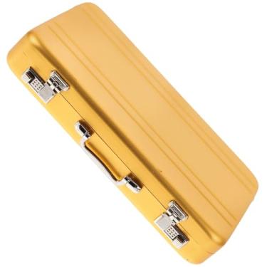 Imagem de Garneck Mini pasta de metal porta-cartões de visita de alumínio para homens, organizador de crédito portátil para reuniões de negócios e redes, dourado