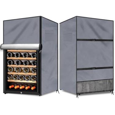 Imagem de COITEK Proteção para geladeira ao ar livre, capa de mini freezer vertical à prova d'água, capa de geladeira de cerveja para a maioria dos minifreezers 3.0 cúbicos compactos (cinza, 56 cm C x 86 cm A)